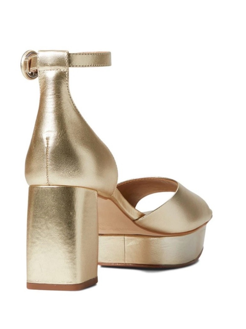 Bernardo Raleigh Gold Ankle-Strap Block Heel Sandals - Picture 2 of 6